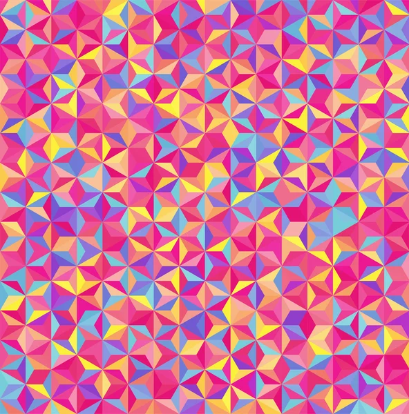 Абстрактный фон, состоящий из маленьких розовых, желтых, синих треугольников — стоковый вектор