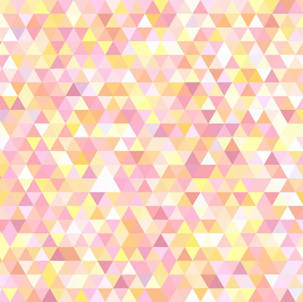 Abstract background consisting of small pink, yellow, white triangles — Stock Vector