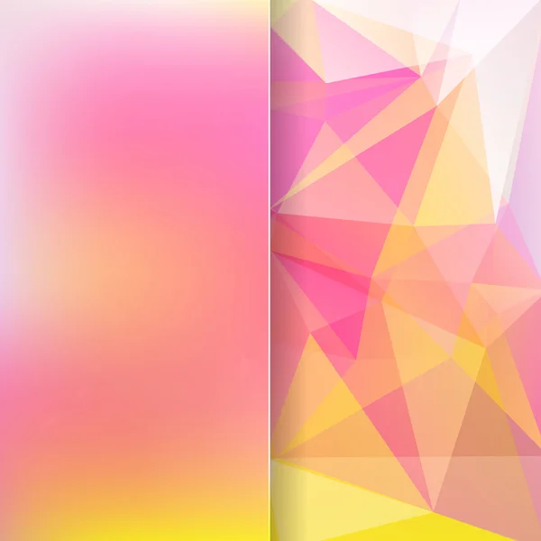 Sfondo astratto composto da triangoli rosa, giallo e vetro opaco — Vettoriale Stock