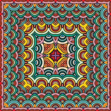 Colorful geometric pattern, frame, vector illustration. Yellow, green, red colors