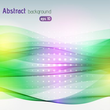 Colorful smooth light lines background. Yellow, green, pink colors