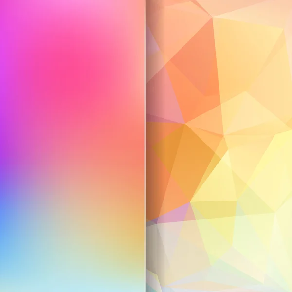 Sfondo astratto composto da triangoli rosa, arancione, giallo, blu — Vettoriale Stock