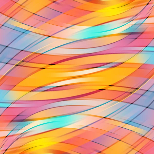 Fond de lignes lumineuses lisses colorées. jaune, orange, bleu — Image vectorielle