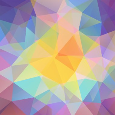 abstract background consisting of yellow, blue, purple triangles