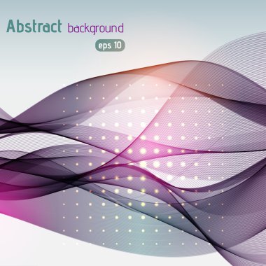 Colorful smooth light lines background. Pink, purple, gray colors. Vector illustration