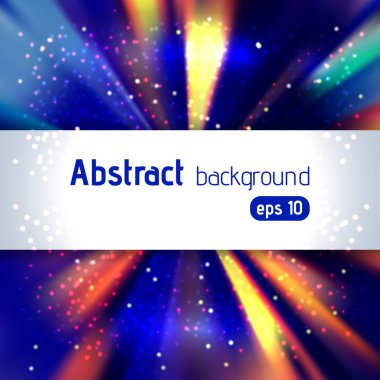 Colorful rays background with place for text. Blue, orange colors. Abstract motion blur background with power explosion. Vector illustration
