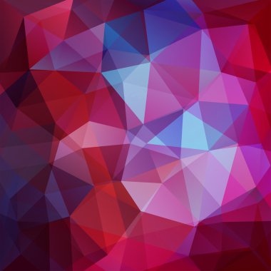 Arka plan üçgen yaptı. Geometrik şekiller ile kare kompozisyon. Kırmızı, pembe, mor renkler. EPS 10