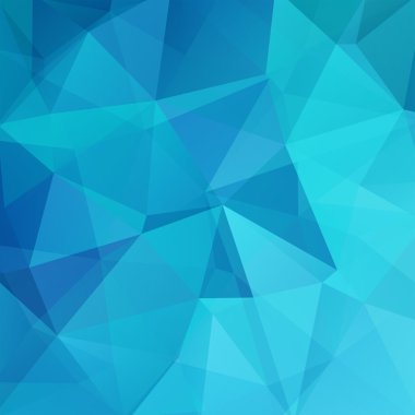 Geometrik desen, poligon üçgen vektör arkaplanı mavi tonlarda. Görüntü düzeni