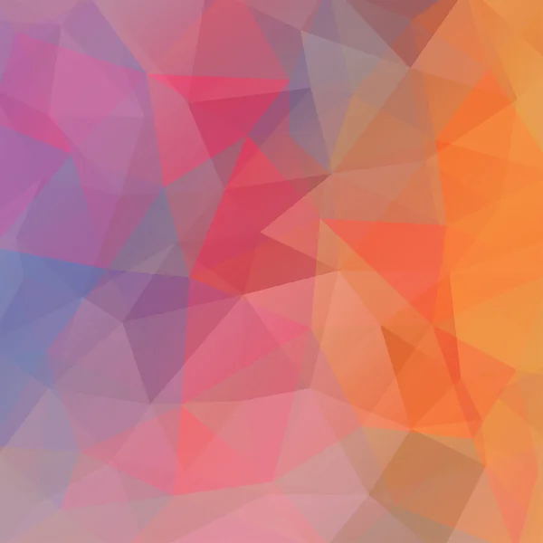 Abstract background consisting of pink, orange, red, blue triangles — Stock Vector