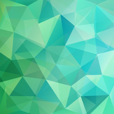 Geometrik desen, çokgen üçgenler yeşil ve mavi tonları arka planda vektör. İllüstrasyon model