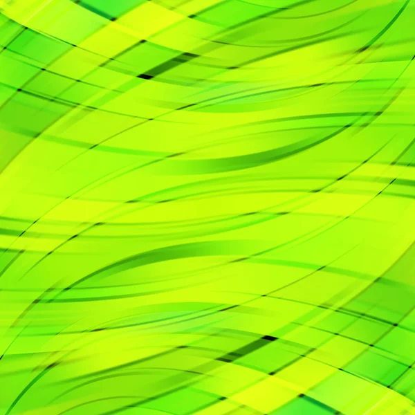 Vector illustration of green, yellow abstract background with blurred light curved lines. Vector geometric illustration. — Wektor stockowy