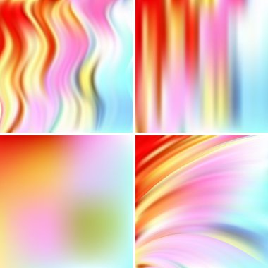 Abstract blurred vector backgrounds. For art illustration template design, business infographic and social media. Red, yellow, blue colors.