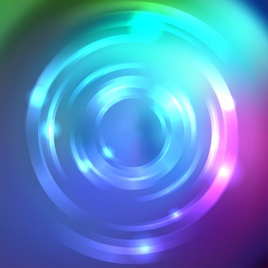 Abstract circle background, Vector design. Blue, pink colors. Vector infinite round tunnel of shining flares.