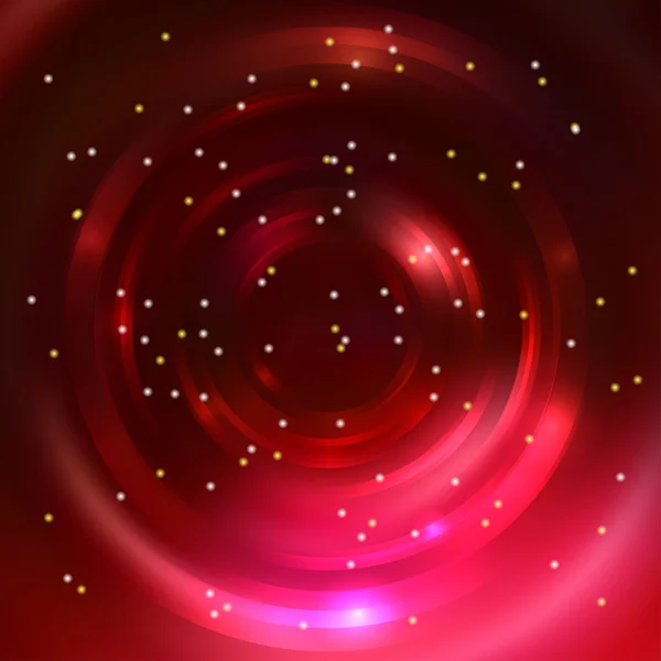 Abstract circle background, Vector design. Red, pink colors. Vector infinite round tunnel of shining flares. — Stock Vector