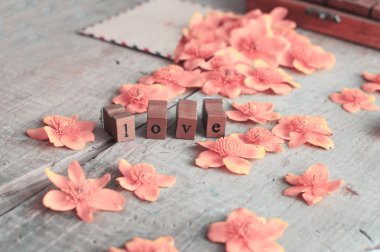 love word and flowers clipart