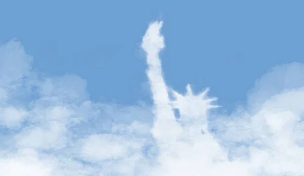 Estátua Nuvens Forma Liberdade — Fotografia de Stock