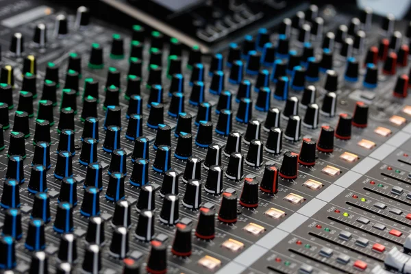 Controls of sound mixing console — Stock Photo, Image