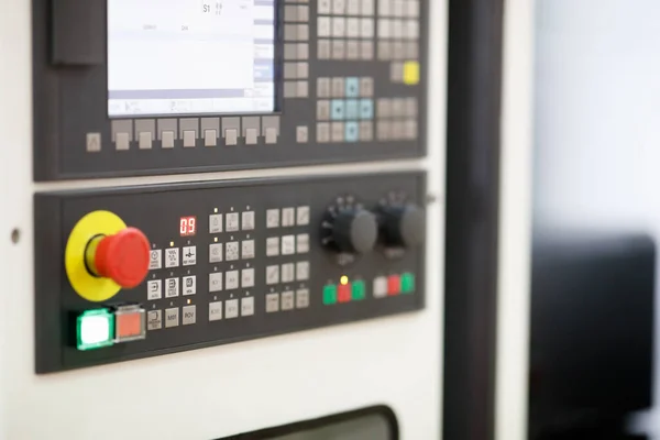 Modern Cnc Makine Kontrol Kontrol Paneli Seçici Odak — Stok fotoğraf