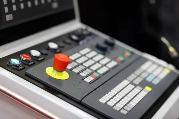 Operator Panel Modern Cnc Machine Selective Focus — Stock Photo, Image