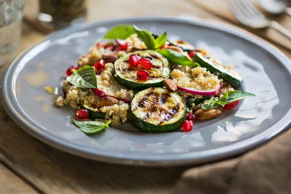 Quinoa with grilled courgette salad — Stock Photo, Image