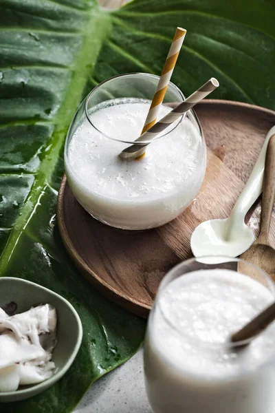 Coconut Smoothie Fresh Coconut Water Young Coconut Meat — Stock fotografie