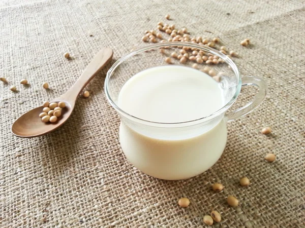 Соевое молоко и бобы — стоковое фото
