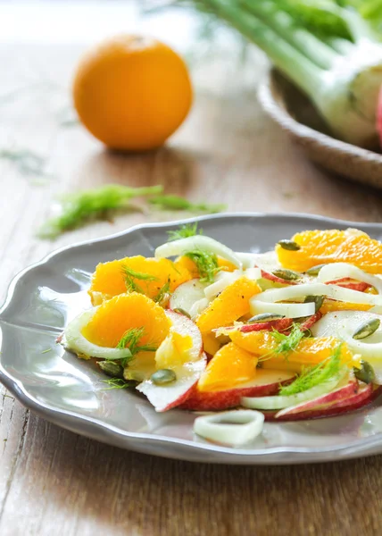 Orange Apple ve rezene salatası ile — Stok fotoğraf