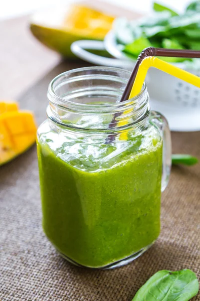 Mango with Banana and Spinach smoothie — Stock Photo, Image