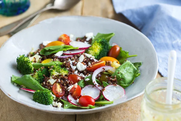 Rode Quinoa met spinazie en feta kaas salade — Stockfoto