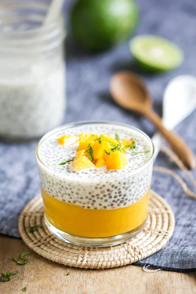 Chia mango puding ile — Stok fotoğraf