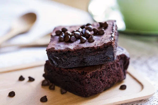 Brownies with chocolate chips — Stock Photo, Image