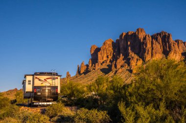 Apache Junction, AZ, USA - October 30, 2019: Enjoying the captivated view from our RV clipart