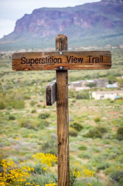 Aptal Dağ, AZ, ABD - 9 Mart 2020 Superstition Mountain View Trail