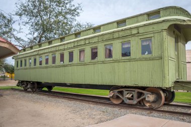 Colorado River, AZ, USA - December 22, 2019: An old fashioned scenic railroad car clipart