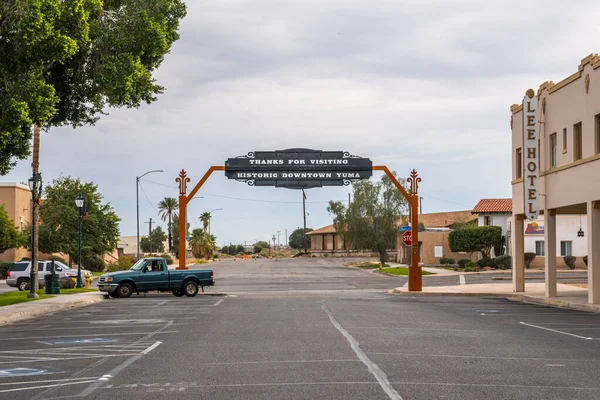 Yuma Eua Dezembro 2019 Uma Placa Boas Vindas Ponto Entrada — Fotografia de Stock