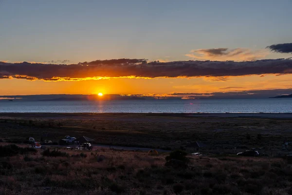 Dramatische Levendige Zonsondergang Landschap Antelope Island Utah — Stockfoto