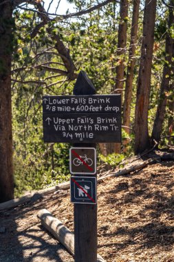 Yellowstone NP, WY, ABD - 15 Ağustos 2020: Manzaralı hedefine giden farklı deneyler