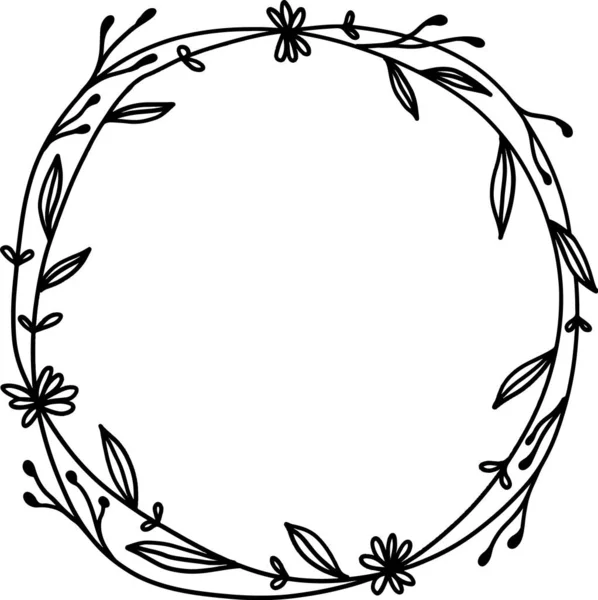 Branco floreale vintage disegnato a mano e ramo di Laurel Wreath Border. — Vettoriale Stock