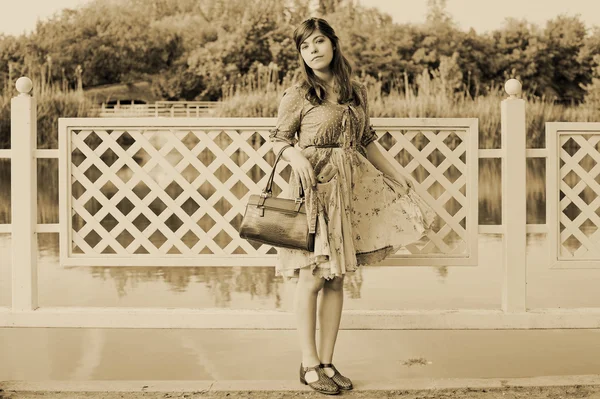 The girl on a grass — Stock Photo, Image