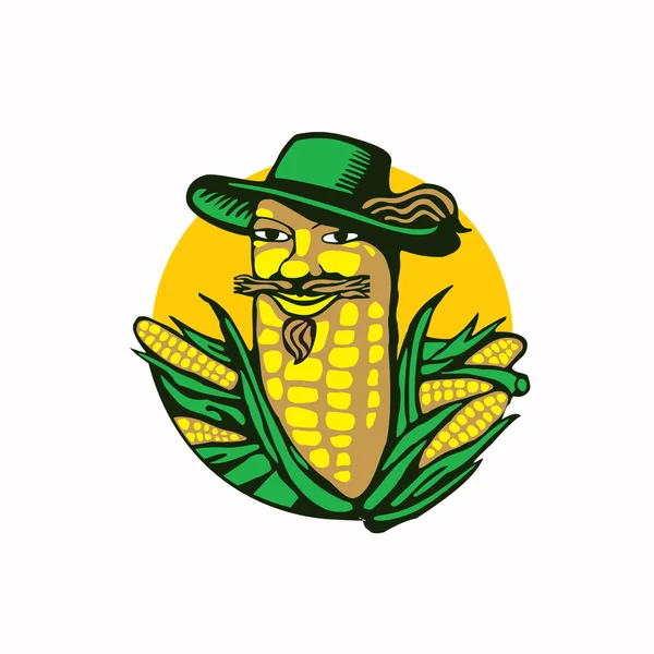 Le maïs, les chips, le pop-corn, l'emballage, une étiquette — Image vectorielle