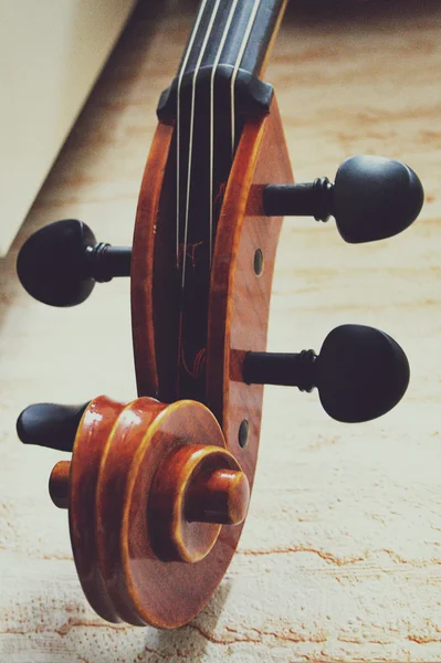 Wooden fingerboard violin — Stock Photo, Image