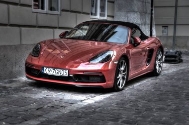 Krakow, Polonya 22 Kasım 2020 Krakow şehir merkezi salgın sırasında. Sonbaharın sonu.