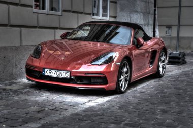 Krakow, Polonya 22 Kasım 2020 Krakow şehir merkezi salgın sırasında. Sonbaharın sonu.