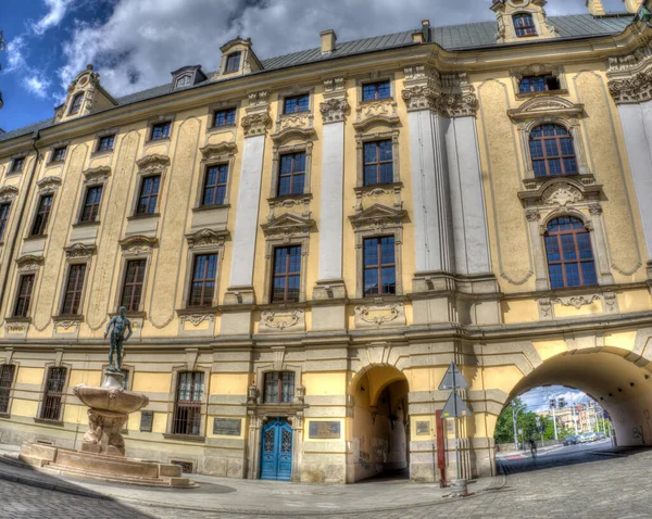 Wroclaw Polonia Agosto 2021 Famosas Fachadas Wroclaw Edificios Históricos Antiguos —  Fotos de Stock