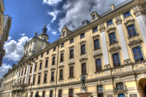 Wroclaw Polen Augusti 2021 Berömda Wroclaw Fasader Gamla Historiska Byggnader — Stockfoto