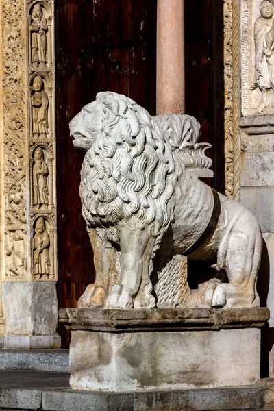 Löwe am Eingang zur Kathedrale von Modena — Stockfoto