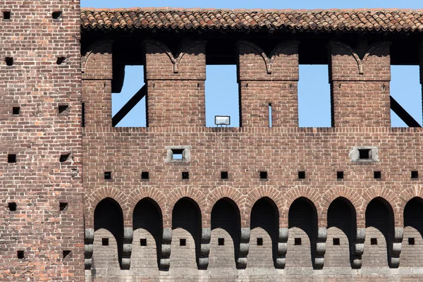 Väggen i slottet Castello Sforzesco i Milano — Stockfoto
