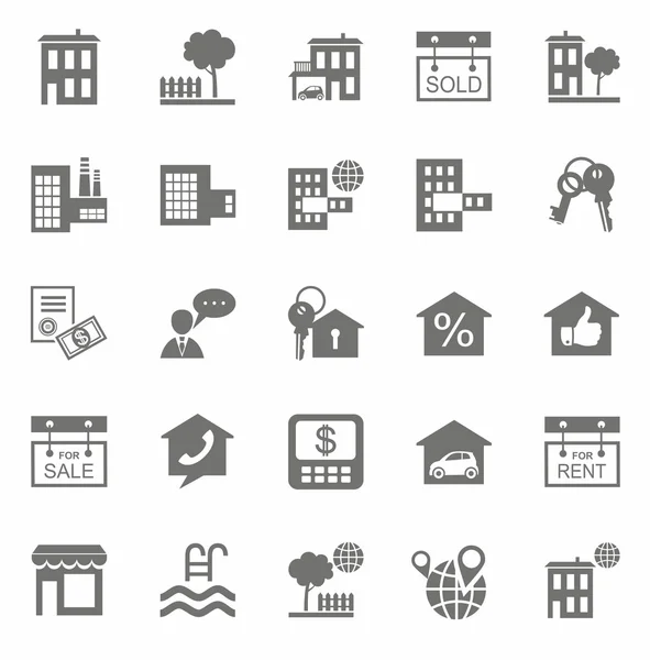 Real estate, monochrome icons. — Stock Vector
