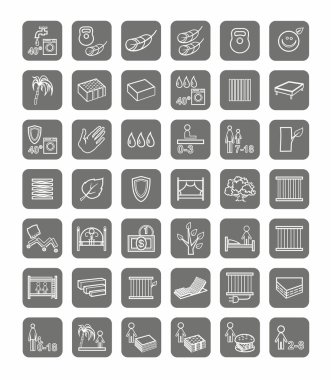 Mattresses, beds, linear icons, monochrome. clipart