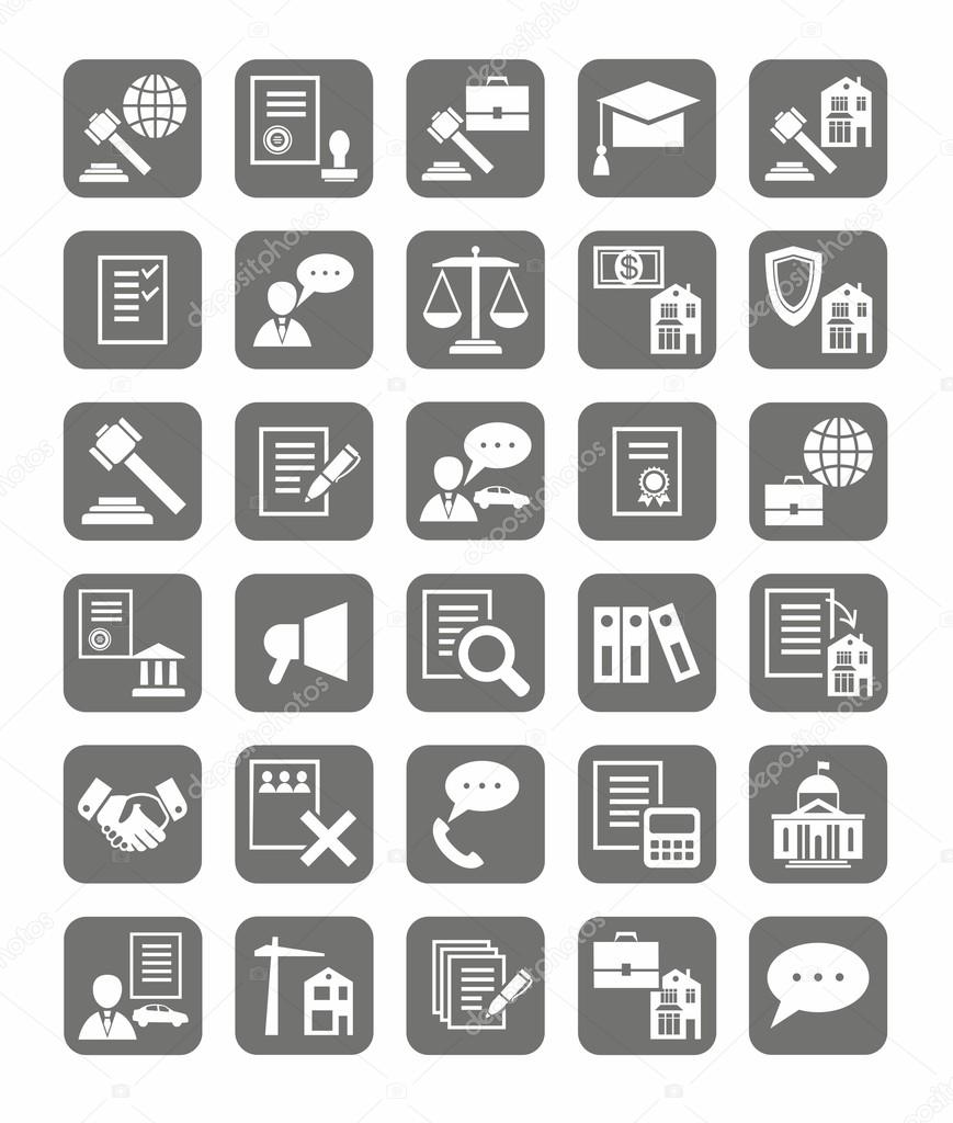 Legal services, the icons, monochrome.